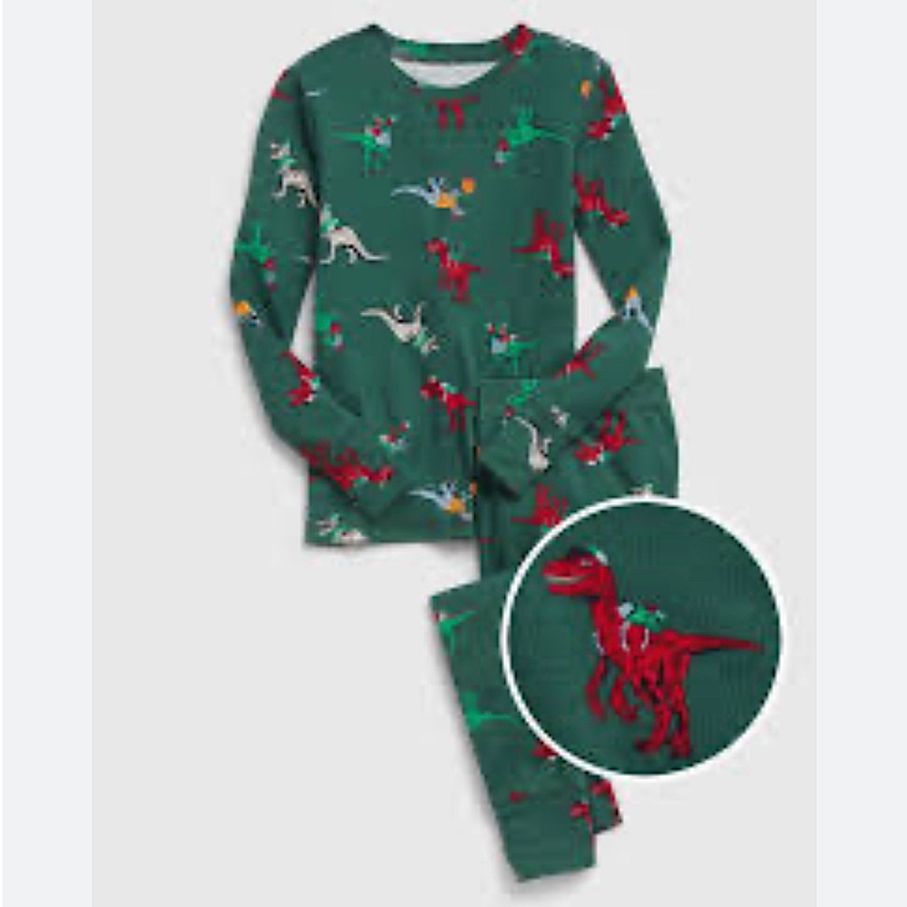 GAP kids green dinosaur pajamas